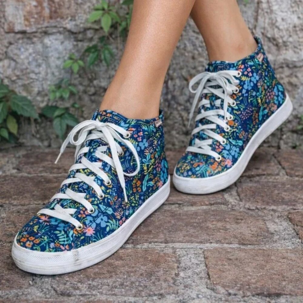 KEDS X RIFLE PAPER COMPANY Floral Canvas High Top Sneakers - Picture 1 of 12